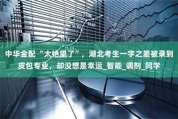 中华金配 “太绝望了”，湖北考生一字之差被录到皮包专业，却没想是幸运_智能_调剂_同学